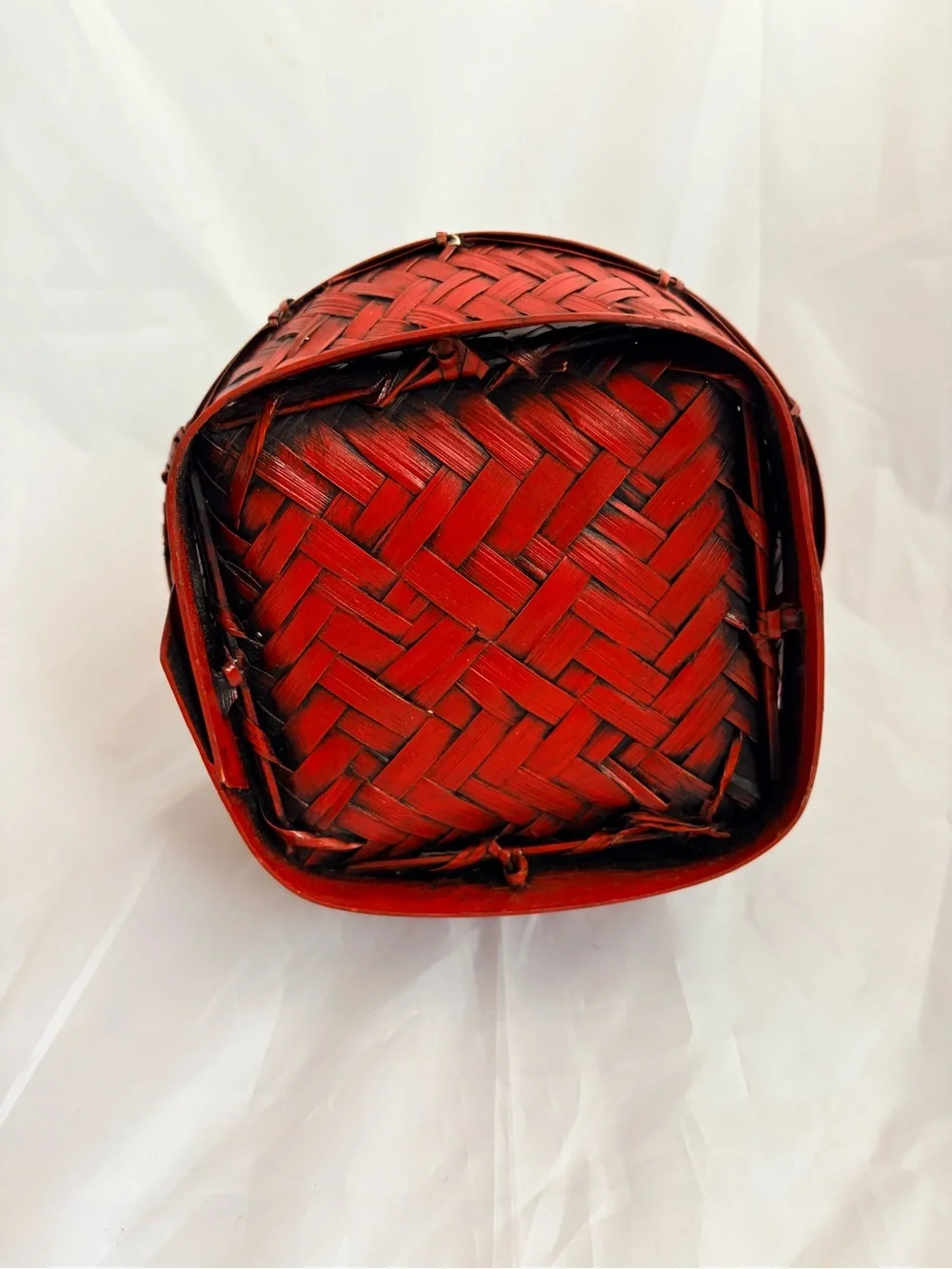 Red Woven Basket with Cat Handle - Home Accents